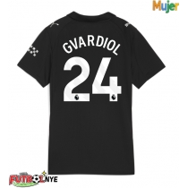 Camiseta Manchester City Josko Gvardiol #24 Visitante Equipación para mujer 2025-26 manga corta